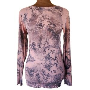 AMB Second Skin Women's Shirt One Size Top Ling Sleeve Stretchy Abstract